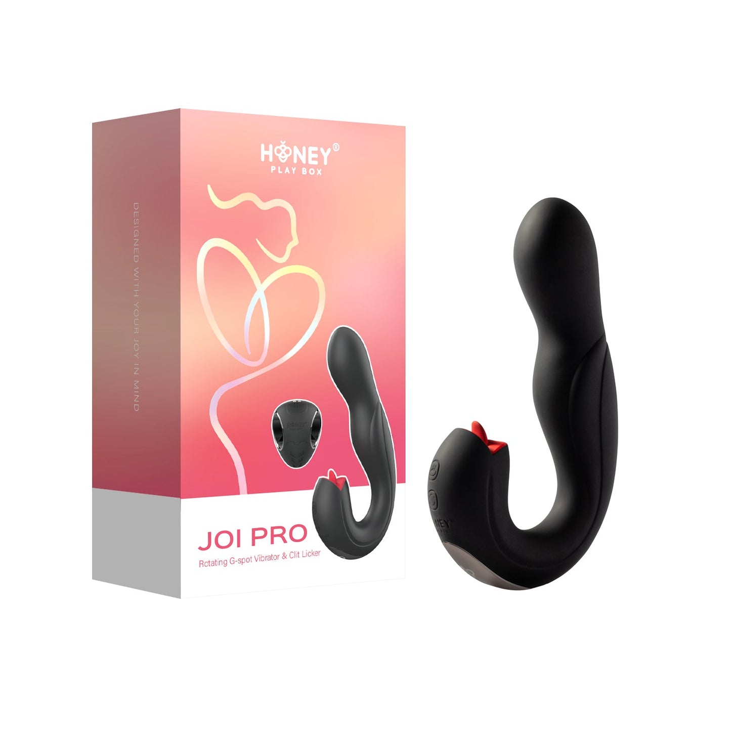 Joi Pro - Remote Control Rotating Head G-spot Vibrator & Clit Licker, Toys – shown in product photo,