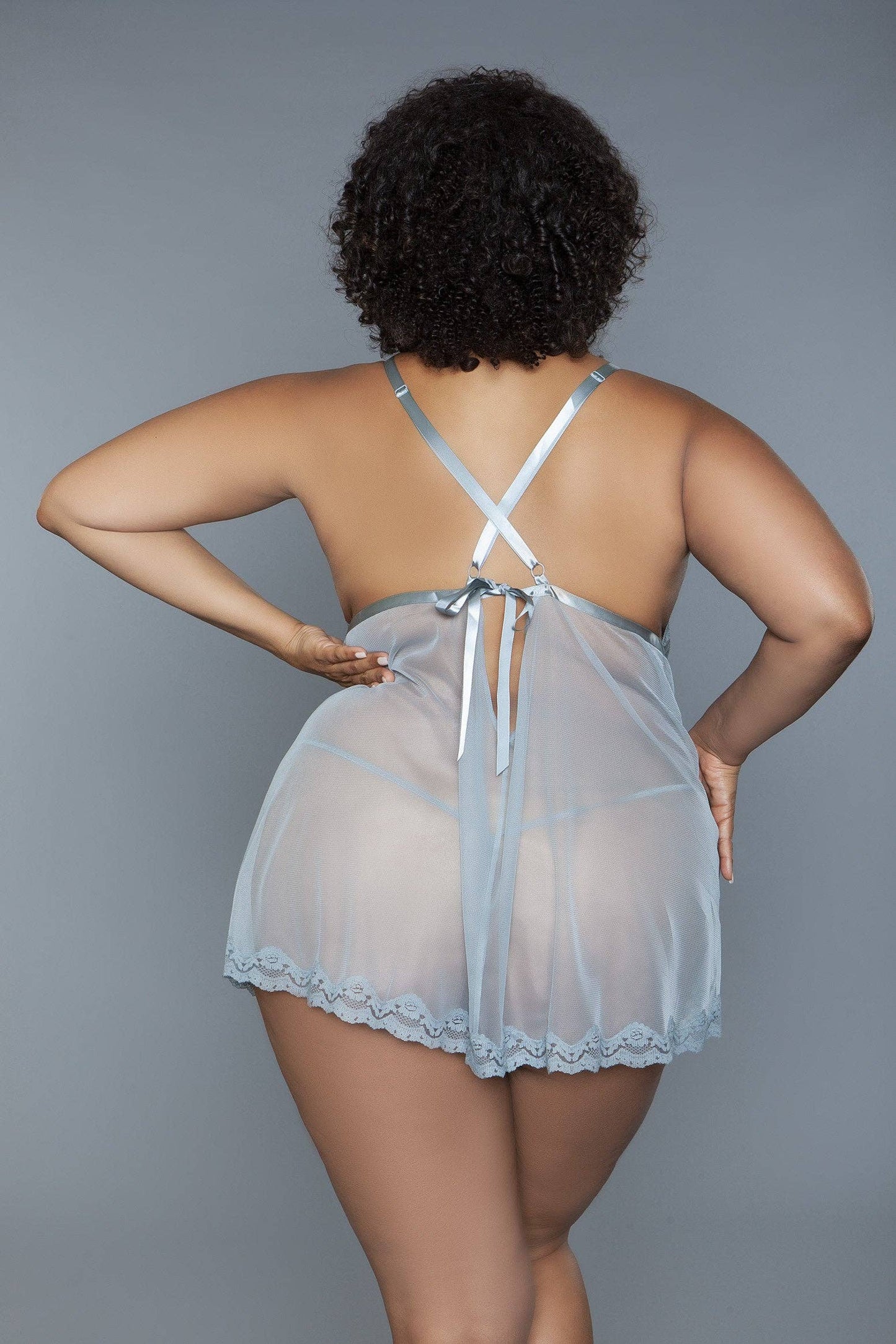 Floral Lace & Mesh Babydoll Set