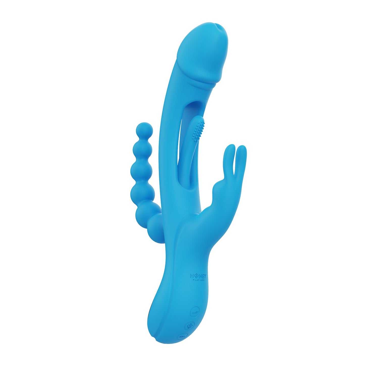 TRILUX Kinky Finger Rabbit Vibrator with Anal Beads, Blue, Toys   – shown in product photo,  